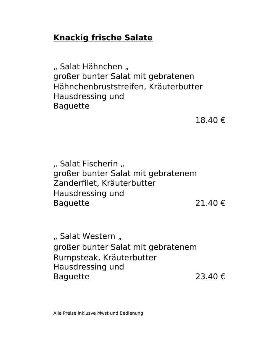Speisekarte Seite 2